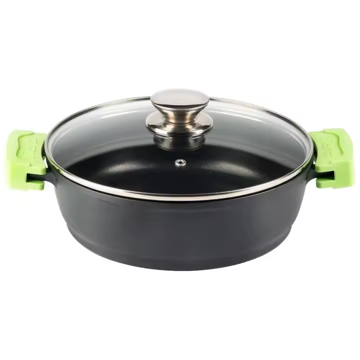 PRS - Cacerola VIER Brenda, 28cm, aluminio fundido, full induction con tapa de vidrio templado - 1