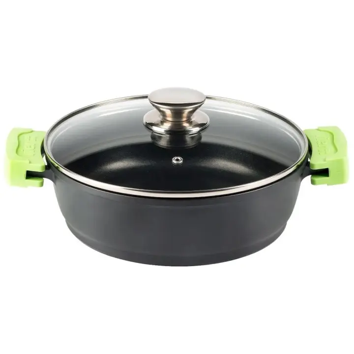 PRS - Cacerola VIER Brenda, 28cm, aluminio fundido, full induction con tapa de vidrio templado - 1