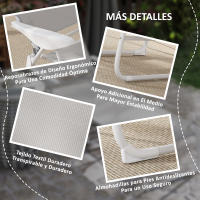 Outsunny Tumbona Plegable Tumbona Jardín Exterior con Respaldo Ajustable Reposacabezas Extraíble y Estructura de Metal Carga 120 kg para Terraza Piscina Playa 160x66x98 cm Gris - details 4