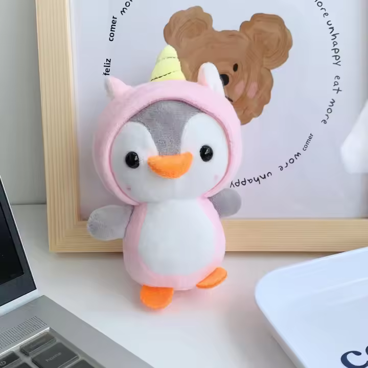 Disfraz Creativo Y Lindo De Pingüino Peluche Bolsa Con Colgante De Muñeco Transformable En Pingüino Llavero De Buitre Rana Y Unicornio Para Adultos Y Niños - 1