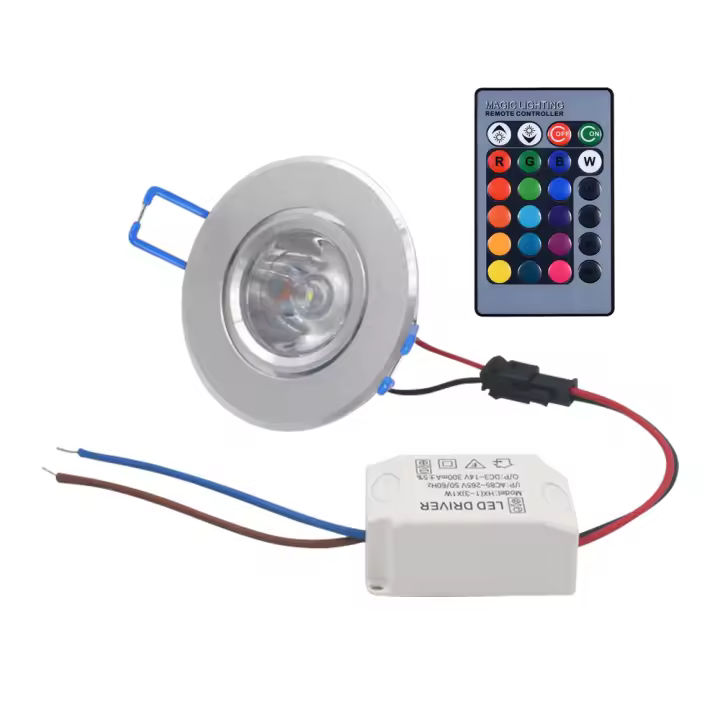 Downlight LED RGB Dimmable 3W 16 Colores Cambiantes Iluminación Revestida Retrofits Con Control Remoto AC85-265V Lámpara De Techo - 1