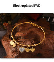 Encanto Brazalete de lujo chapado en oro con diamantes de imitación de acero inoxidable para mujer, bonito colgante de corazón, accesorios de joyería de boda para niña - details 6