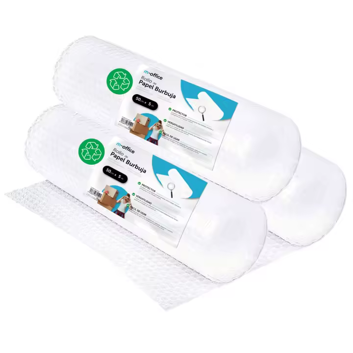 Rollo Plástico de Burbujas, Rollo de Burbujas Reciclado para Embalar, Plástico de Burbujas para Mudanzas, Embalajes y Cajas, Plástico de Burbujas para Embalaje · m-office (50cm x 10m, und) - 1
