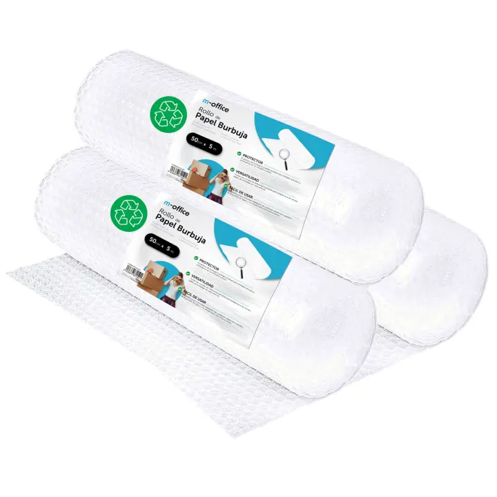 Rollo Plástico de Burbujas, Rollo de Burbujas Reciclado para Embalar, Plástico de Burbujas para Mudanzas, Embalajes y Cajas, Plástico de Burbujas para Embalaje · m-office (50cm x 10m, und) - 1