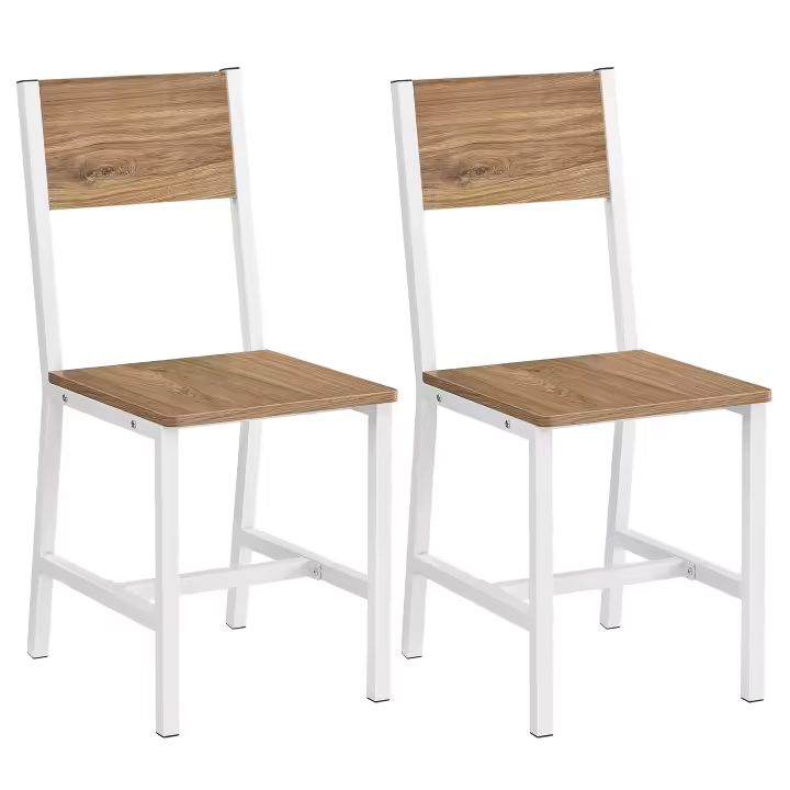 VASAGLE Juego de 2 Sillas de Comedor, Marco de Acero, Estilo Industrial, para Comedor, Salón, Cocina, Gris Carbón y Negro Tinta/Greige Mélange y Gris Mate/Marrón Trigo y Blanco Nube - 1