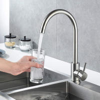 Grifo De Cocina De Acero Inoxidable 304 Con Mangue Flexible Para Agua Caliente Y Fría Montaje En Plataforma Manillar Único - details 0