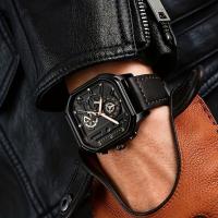 Reloj De Lujo Para Hombre Con Pantalla Grande Y Correa De Cuero PU Reloj Deportivo Casual Cuadrado Movimiento De Cuarzo - details 3