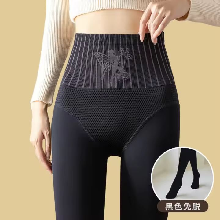 Pantalones De Una Pieza Calientes Y Gruesas Con Corrección De Forma Y Elevación De Glúteos Pantimedias De Flores Para Mujer - 1