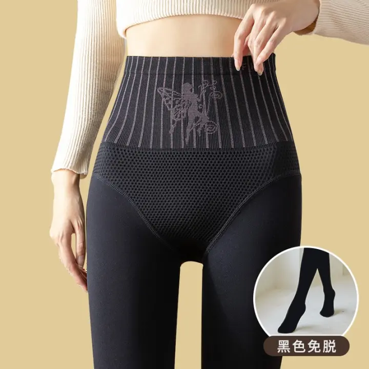 Pantalones De Una Pieza Calientes Y Gruesas Con Corrección De Forma Y Elevación De Glúteos Pantimedias De Flores Para Mujer - 1