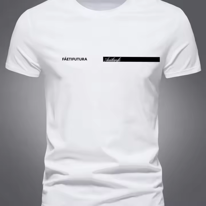 Camiseta De Verano Para Hombre 100% Algodón Deportiva Casual Suelta Con Patrón De Letras Redondo Manga Corta Para Todo El Año - 1