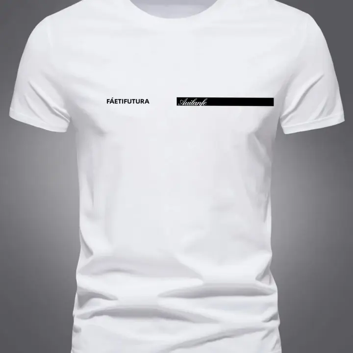 Camiseta De Verano Para Hombre 100% Algodón Deportiva Casual Suelta Con Patrón De Letras Redondo Manga Corta Para Todo El Año - 1