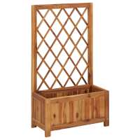 vidaXL Arriate de jardín con enrejado madera de acacia - details 1