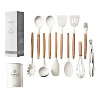Set De Utensilios De Cocina Ecológicos De Silicona 12PCS Incluye Espátulas Cuchara Batidor Con Mango De Madera No-Artritis Para Cocina - details 9