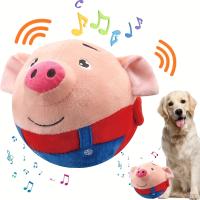 Juguete Interactivo Pequeño Para Perros Peluche De Cerdo Dibujos Animados Lavable Con Sonido Y Movimiento Electrónico Bola Saltante - details 6