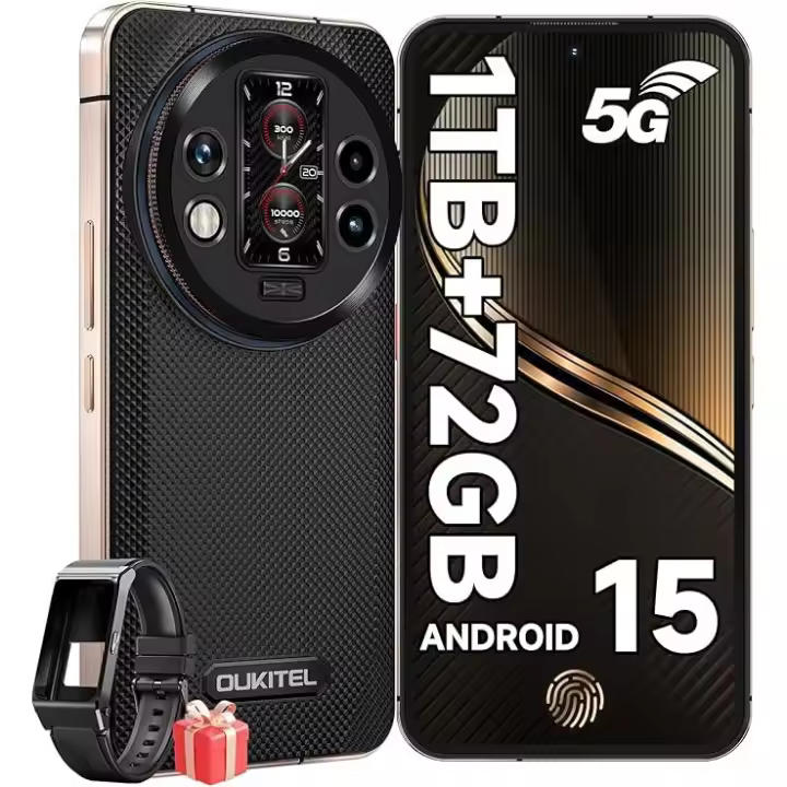 OUKITEL WP200 Pro 5G Movil Resistente 72GB+1TB ROM Móvil Irrompible Android 15, 8800mAh/45W 6.7" FHD+ 120HZ AMOLED Smartphone - 1