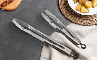 Pinzas De Alimentos De Acero Inoxidable Para BBQ Pinzas De Cocina Con Mano De Silicona Resistentes Al Calor Antióxido Y Antirroto Para Ensalada Y Pan - details 2