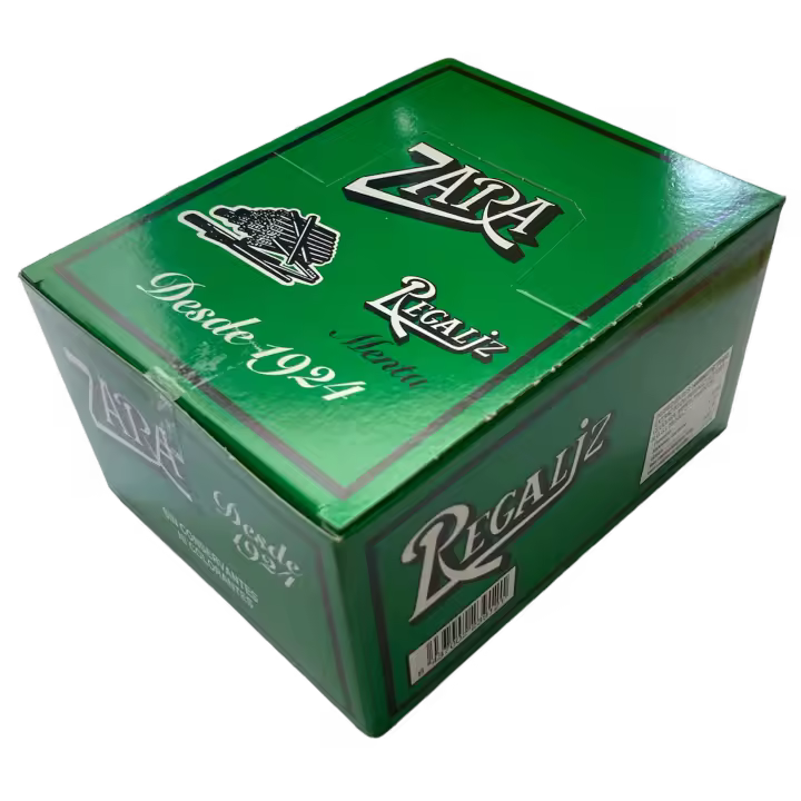 Zara Regaliz Mentolado en Barritas Caja de 100 ud (600 g) Sin Conservantes ni Colorantes - 1