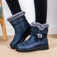 Botas De Invierno Para Mujer Talla Grande 44 Impermeables Con Peluche Grueso Botines De Nieve Con Correa De Ganchillo Y Plataforma Antideslizante - details 13