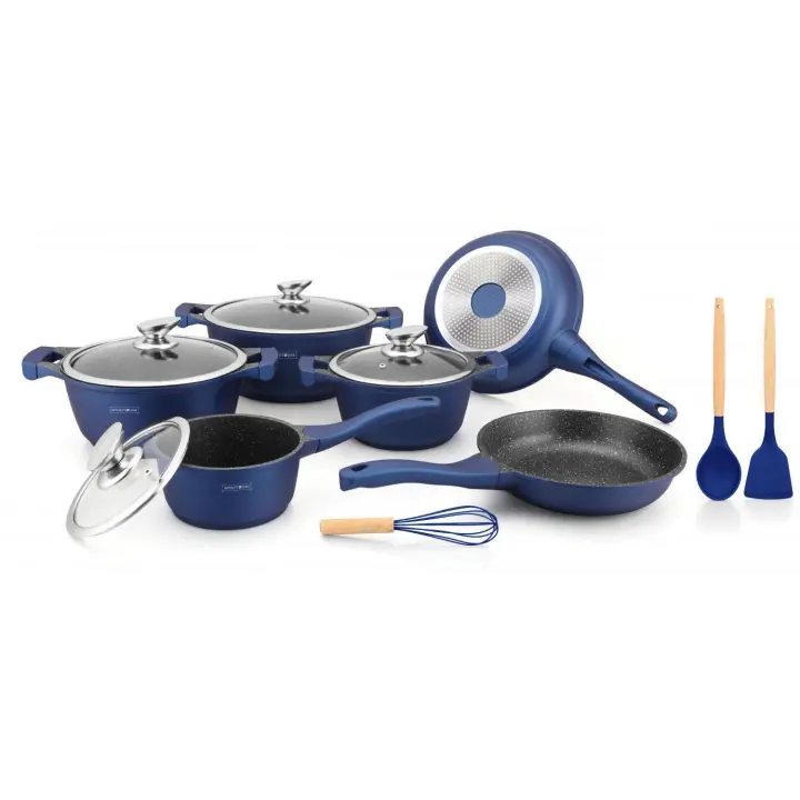 Bateria de cocina   con Revestimiento Cerámico TEFLON de 13 Piezas RL-BS1010M MATT BLUE - 1