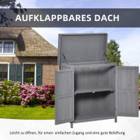 Armaria de Jardín Armario para equipamiento de Abeta weatherproof, puertas doobles, 2 compartimientos, Caja de almacenamiento exterior, Armario para herramientas, Caseta de Jardín, gris oscuro, 74x43x88 cm - details 2