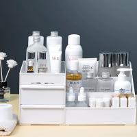 Organizador de escritorio para cosmeticos caja de almacenamiento con gran capacidad para maquillajes esmaltes de unas y joyeria organizador para maquillaje de plastico blanco - details 6