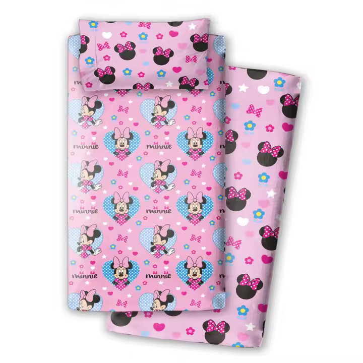 Juego de sábanas de 3 piezas de Minnie Mouse Cama 90 (100% algodón) - 1