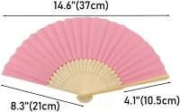 Abanico de Tela Abanico Decoración plegable Bambú Ventilador Banquete de Boda Regalo del favor del Partido con El Bolso del organza (Rosa, 10 piezas) - details 0