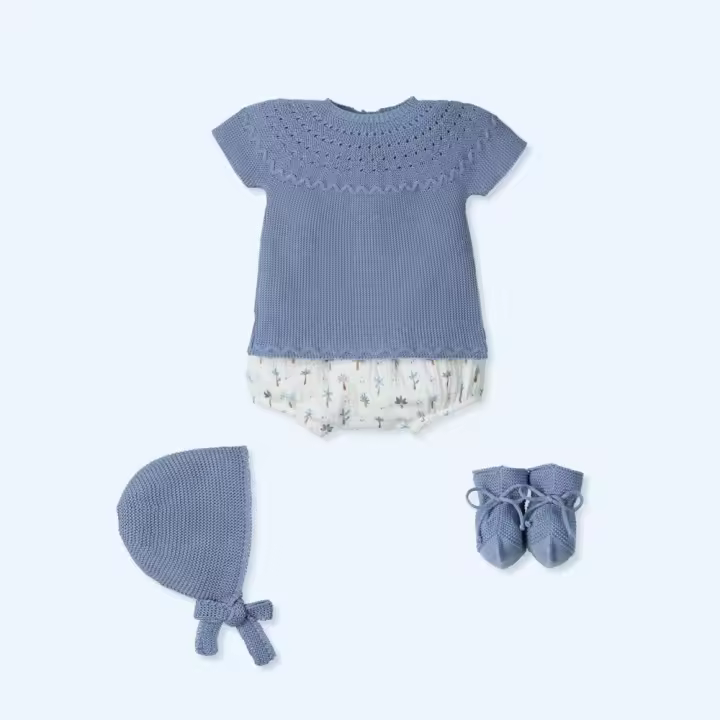 Traje 4P Corto M/C, culotte estampado algodon, capota y patucos EXOTIC MAC ILUSION M9635 Mac Ilusion Ropa Bebé Niña Ropa Bebé Niño Conjuntos con Pololo Conjuntos Braguita Conjuntos Braguita y Faldita Prematuros Ropa Recién Nacido Primavera-Verano 2025 - 1