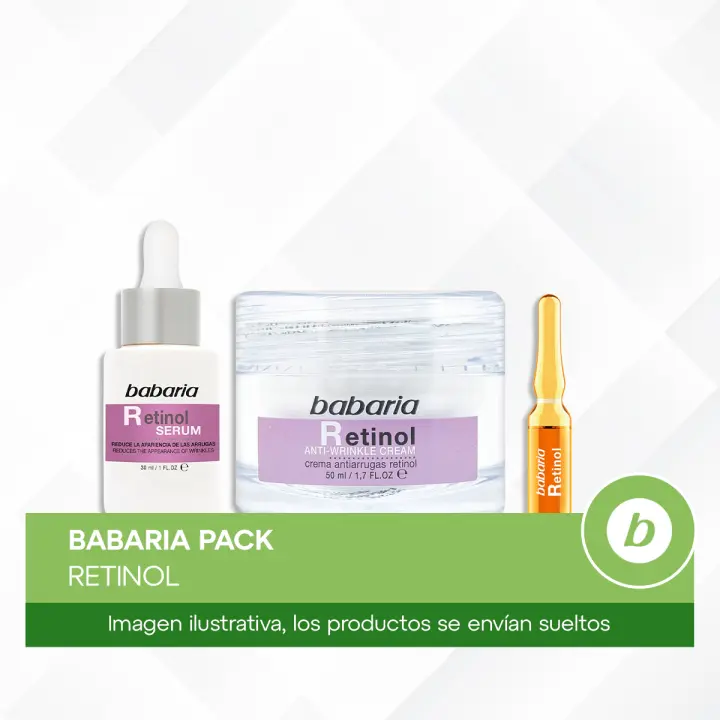 Babaria Pack Retinol: Crema Antiedad, Sérum Reafirmante y Ampollas Pro-Collagen para Elasticidad y Renovación Celular (5 unidades x 2ml) - 1