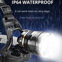 Linterna Frontal LED XHP50 Con Sensor Recargable Impermeable Para Pesca Buscaminas Camping Luz De Mano Con Zoom Y Modos De Interruptor Alto/Medio/Bajo - details 5