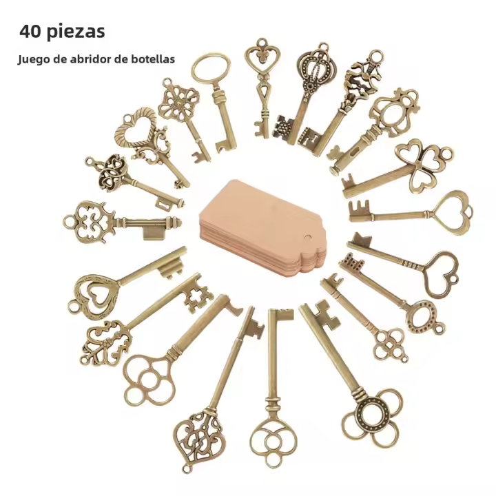 40pcs Abrebotellas De Estante De Cobre Con Llave Personalizada Para Bodas Y Regalos Para Invitados Abrebotellas De Aleación De Aluminio - 1