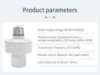Interruptor Inalámbrico RF433MHz Para Lámpara E27 Con Kit De Control Remoto Y Montaje En Pared AC85-265V 1/2/3 Ganchos - details 9