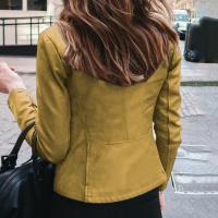 Chaqueta De Cuero Sintético Para Mujer Corte Clásico Moto Biker Zipper Estilo Basic Otoño Primavera Outerwear - details 21