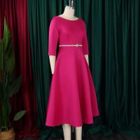 Vestido De Lujo Para Mujer Con Cuello Redondo Manga Larga Cinturado A-Linea Hasta El Tobillo Elegante Vestido De Cumpleaños - details 15