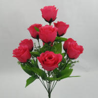 Ramo De Flores Artificiales De Seda Rosa Con 10 Cabezas Para Bodas Decoración De Fiesta Al Aire Libre Y Hogar - details 3