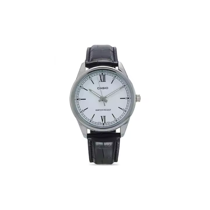 Reloj casio mujer LTP-V005L-7B con correa piel negra esfera plateada LTPV005L7B - 1