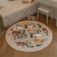 Carpetas De Piso Para Sala De Estar Y Dormitorio Infantil Con Diseño De Conejos Cartoons Alfombra Gruesa Y Redonda Para Decoración Del Hogar Y Uso En Baño Y Habitaciones - details 6