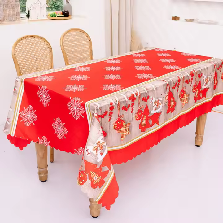 Mantel Navideño De 140x180cm Decorativo Plegable Para Fiesta De Año Nuevo En Casa Tela Estampada Rayada Para Mesa De Comedor - 1