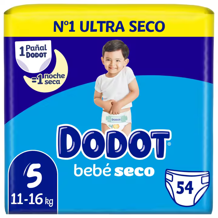 Pañales Dodot Talla 5 (11 a 16 kg)  - 54 Pañales o 108 Pañales - Pañales Dodot Bebe Seco - 1
