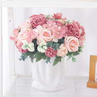 Decoraciones De Navidad Para La Casa Flores Artificiales De Seda Rosa Peonia Y Hydrangea Arreglo De Novia Para Fiesta De Boda Decoración De Mesa De Comedor Plantas Falsas Para El Hogar - details 6