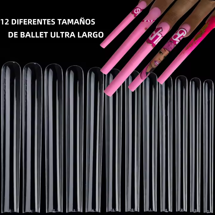 60pcs Uñas Postizas De Acrílico Transparentes Extra Largas Estilo Europeo Y Americano 5XL Uñas Falsas De Cobertura Completa Para Dedos - 1
