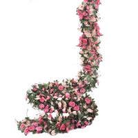 Vine De Flores Artificiales De Rosas 250CM Para Decoración De Hogar Bodas Jardín Exterior Adorno De Rattan Sin Mantener - details 8