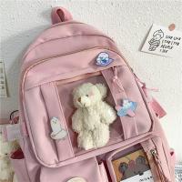 Mochila Kawaii De Japón Para Niñas De Escuela High School Con Múltiples Bolsillos Mochila Harajuku Para Mujeres De Nylon Resistente Color Negro Azul Blanco Rosa Morado - details 16