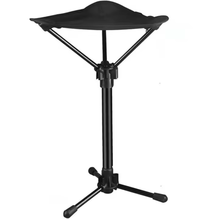 Taburete telescópico - Taburete de camping plegable portátil - Taburete telescópico - Taburete plegable - Silla de camping - Negro - 60-79 cm - Asiento monopie - Ajustable - Para pesca y camping - Jardinería - Actividades al aire libre - 1