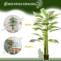 HOMCOM Planta Artificial Palmera Areca Grande 190 cm con Maceta y 30 Hojas Decoración para Interior y Exterior Salón Oficina Balcón Ø19,5x190 cm Verde - details 4