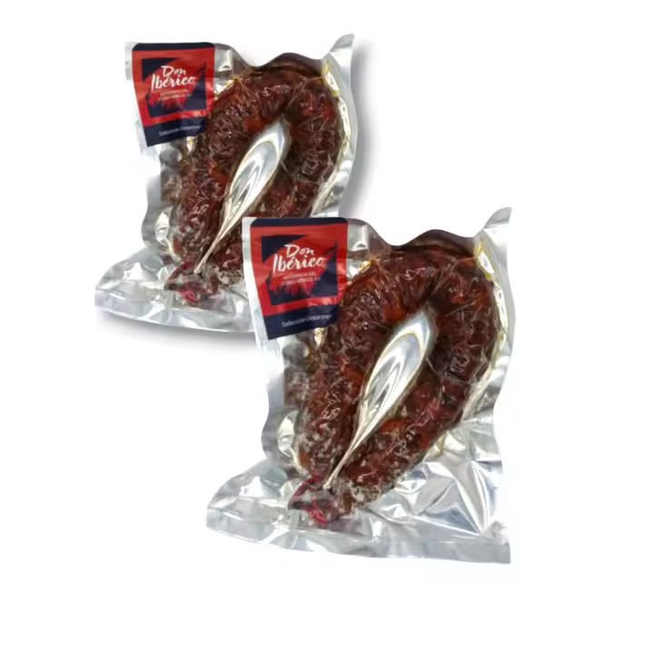 Don Ibérico - Pack 2 Longaniza Ibérica Chorizo de Bellota - 400-500 gramos - A elegir PICANTE  o DULCE - Tradicional , Natural y Artesanal - 1