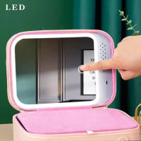 Estuche De Maquillaje Grande Con Espejo Y LED Estuche Cosmético Impermeable De Alta Capacidad Con Patrón De Diamante Y Lentejuelas - details 5
