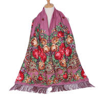 Bufanda De Lujo Para Mujer Con Floral Shawl Vintage Con Borlas Cálido Foulard Bandana Estilo Casual Tamaño Grande Para Otoño E Invierno - details 13