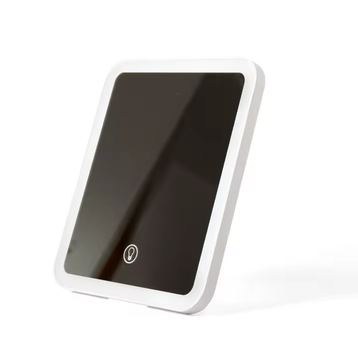 Espejo de Maquillaje Plegable de Viaje, Recargable de 1800 mA portátil Iluminado con Espejo de Aumento de 10x, 3 Colores Regulables, Espejo cosmético Ultrafino con Luces (Blanco) - 1