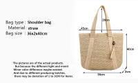 Bolso De Hombro Para Mujer De Paja Tejida De Lujo En Verano Capacidad Grande Casual Con Borla Bolso De Mano De Moda Para Playa Y Viaje - details 0